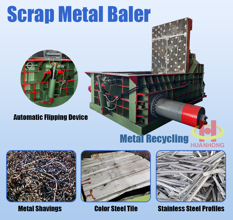 Automatisk hydraulisk balpressmaskin f&ouml;r avfallsmetall